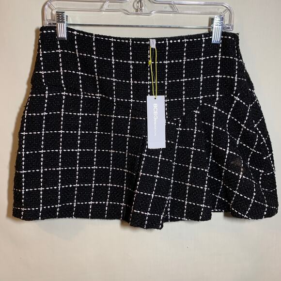 BCBGeneration Side Pleat Grid Tweed Skirt - Picture 8 of 9